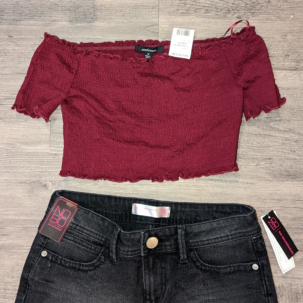 NWT Plum Off-the-shoulder Crop top